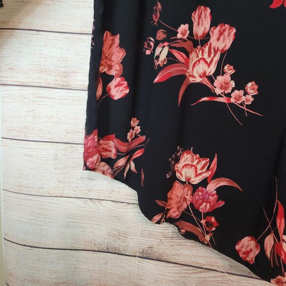 Torrid Black Floral Ruffle Shoulder Long Sleeve Top Women's Size 2X - Picture 5 of 16